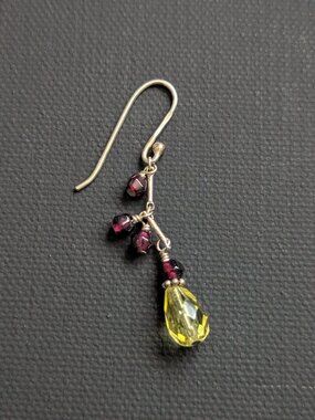 SINGLE Silpada Sterling Silver Garnet and Citrine Drop Earring